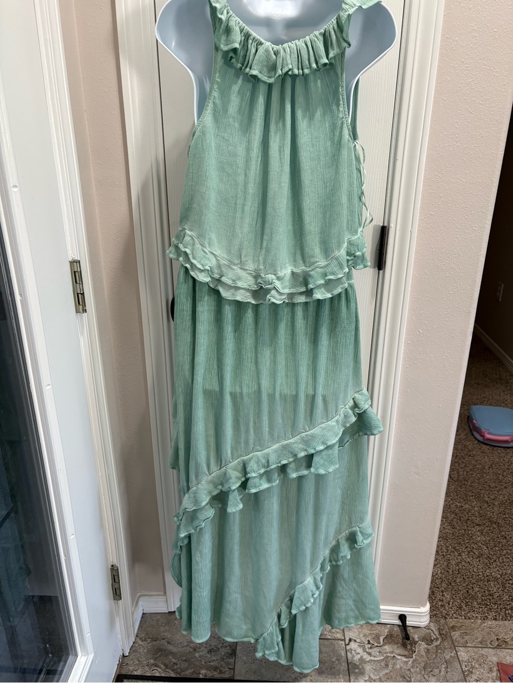 Free People “If Only” Mint Green Ruffle Two-Piece Set - Picture 4 of 11